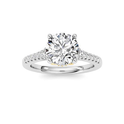 1.5CTW Round Lab-Grown Diamond Prong Accented Two Tone Engagement Ring 31 Stones