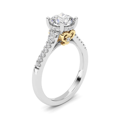 1.5CTW Round Lab-Grown Diamond Prong Accented Two Tone Engagement Ring 31 Stones