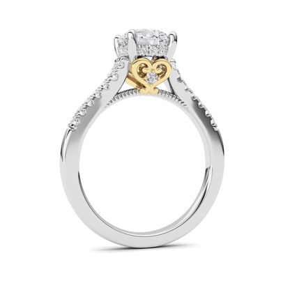 1.5CTW Round Lab-Grown Diamond Prong Accented Two Tone Engagement Ring 31 Stones