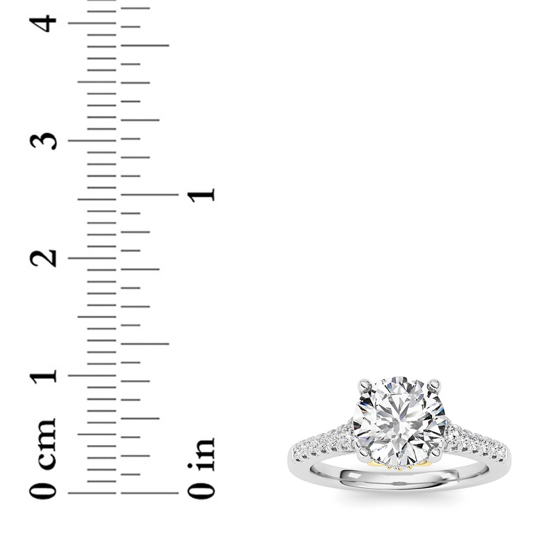 1.5CTW Round Lab-Grown Diamond Prong Accented Two Tone Engagement Ring 31 Stones