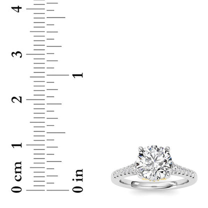 1.5CTW Round Lab-Grown Diamond Prong Accented Two Tone Engagement Ring 31 Stones