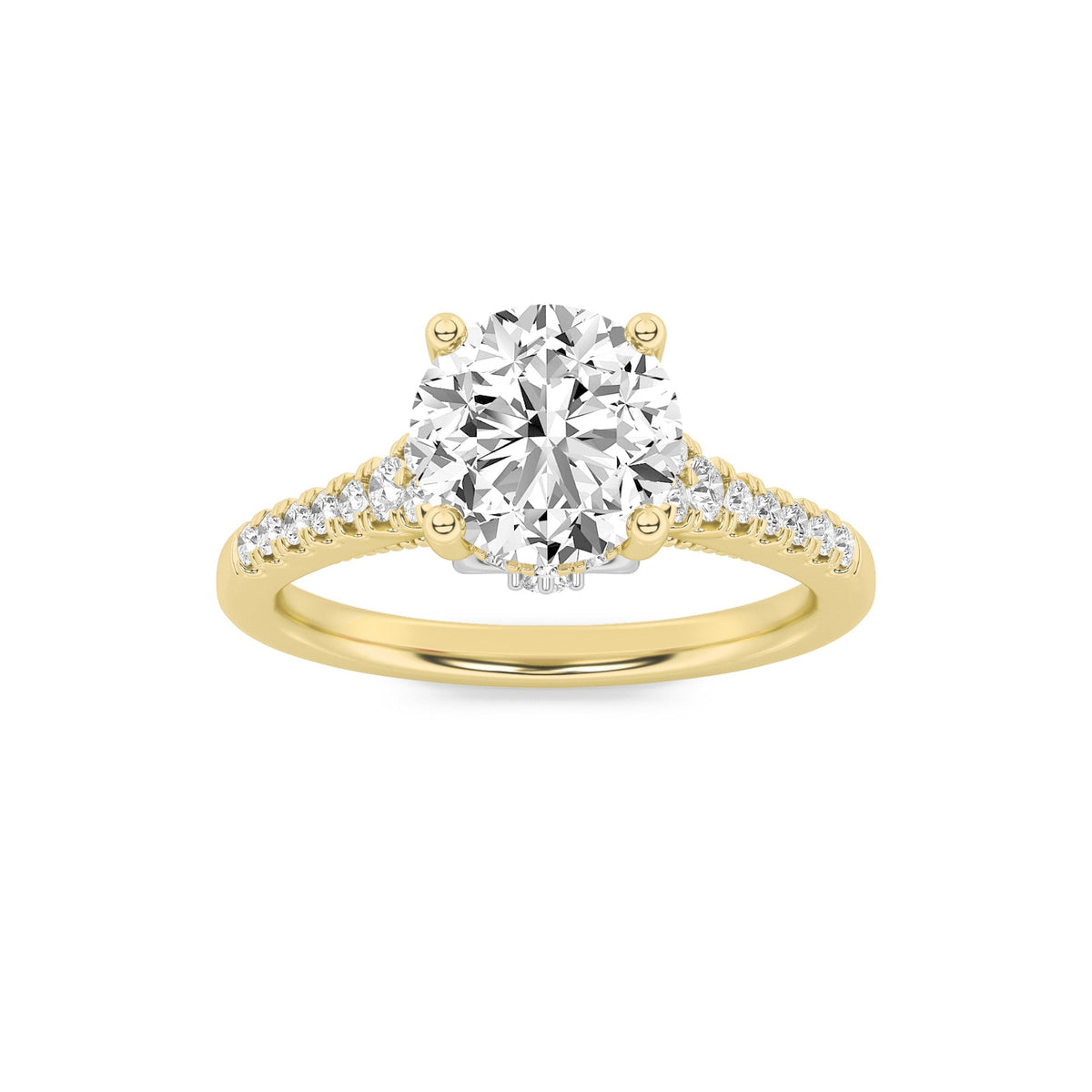 1.5CTW Round Lab-Grown Diamond Prong Accented Two Tone Engagement Ring 31 Stones
