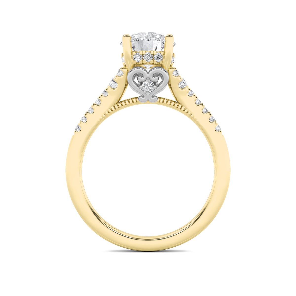 1.5CTW Round Lab-Grown Diamond Prong Accented Two Tone Engagement Ring 31 Stones