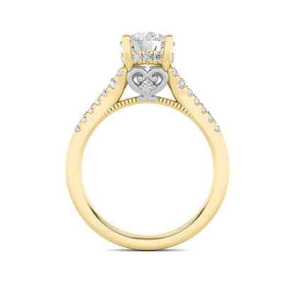 1.5CTW Round Lab-Grown Diamond Prong Accented Two Tone Engagement Ring 31 Stones
