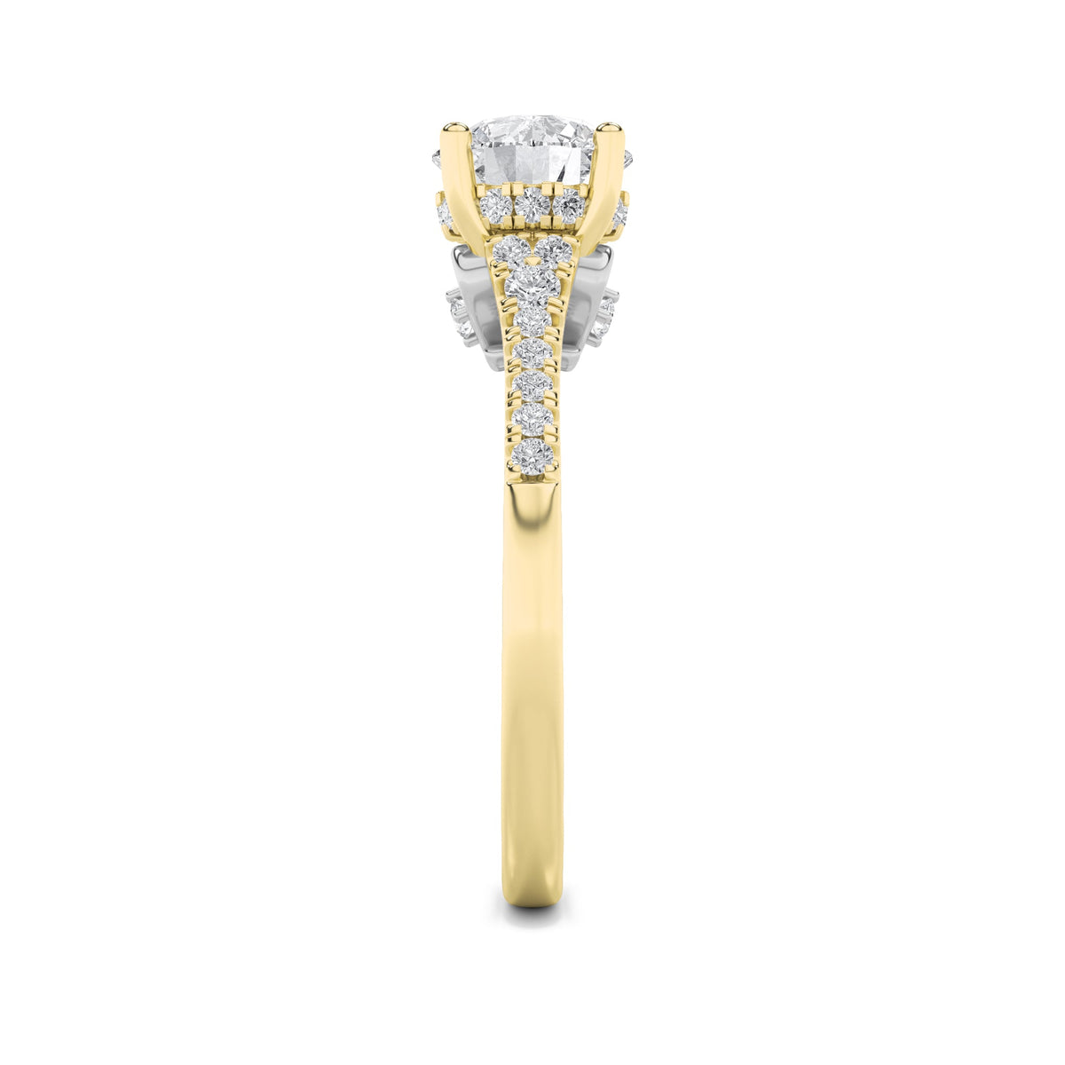 1.5CTW Round Lab-Grown Diamond Prong Accented Two Tone Engagement Ring 31 Stones