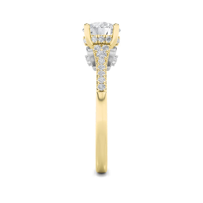1.5CTW Round Lab-Grown Diamond Prong Accented Two Tone Engagement Ring 31 Stones