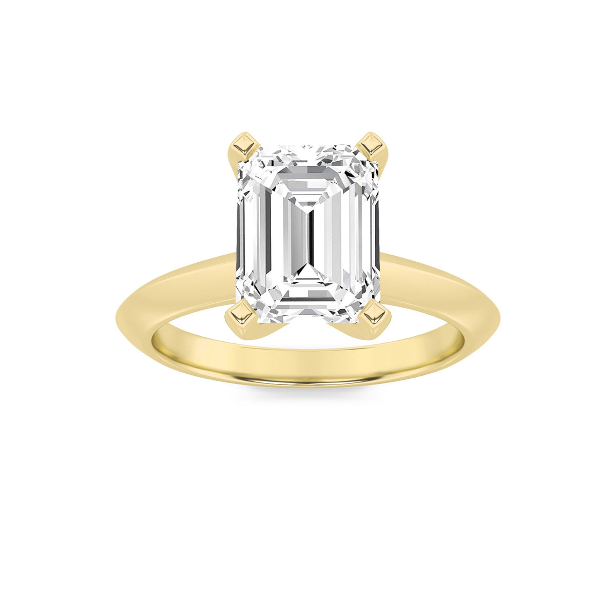 3CTW Emerald Lab-Grown Diamond Prong Knife Edge Shank Solitaire Engagement Ring 1 Stone