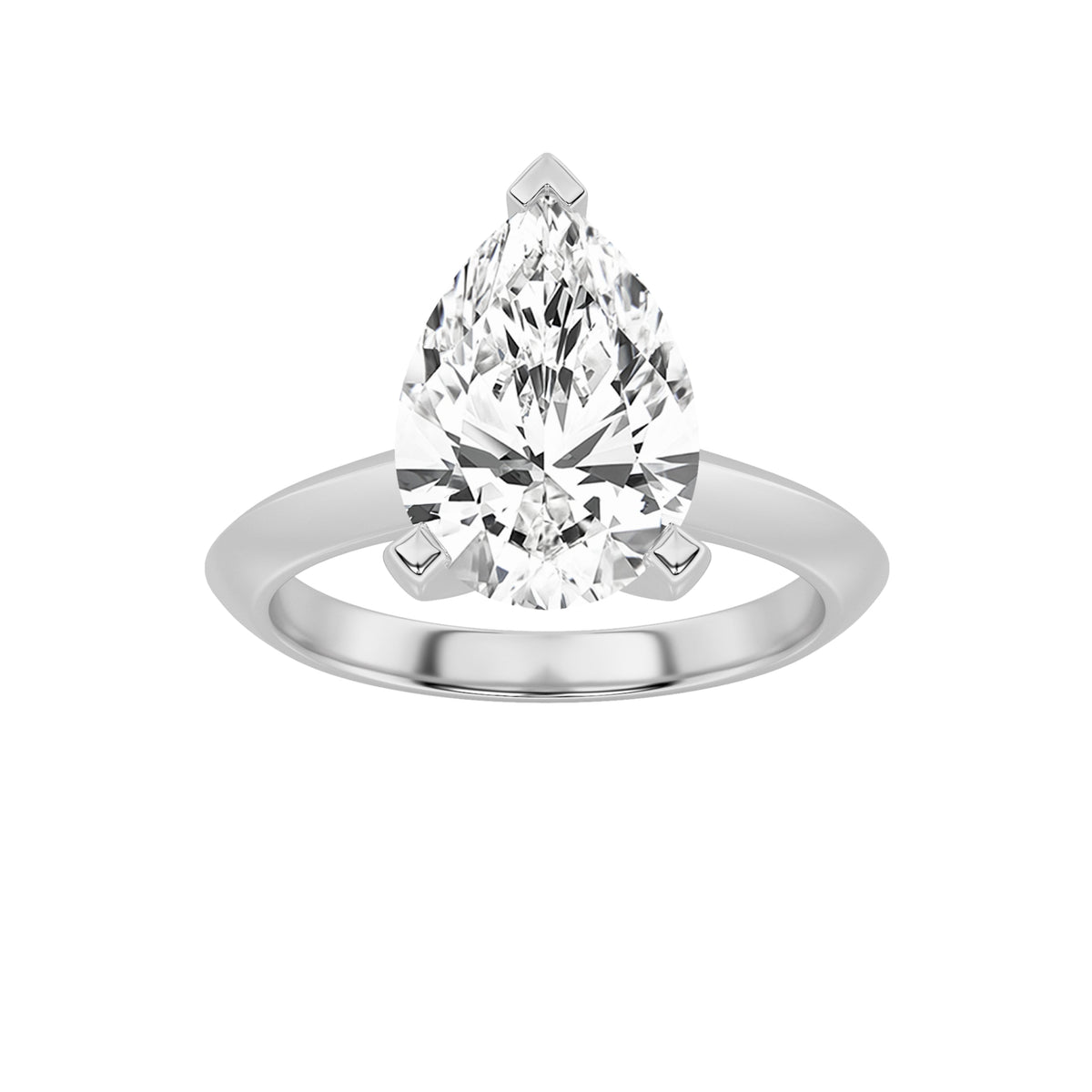 1CTW Pear Lab-Grown Diamond Prong Knife Edge Shank Solitaire Engagement Ring 1 Stone