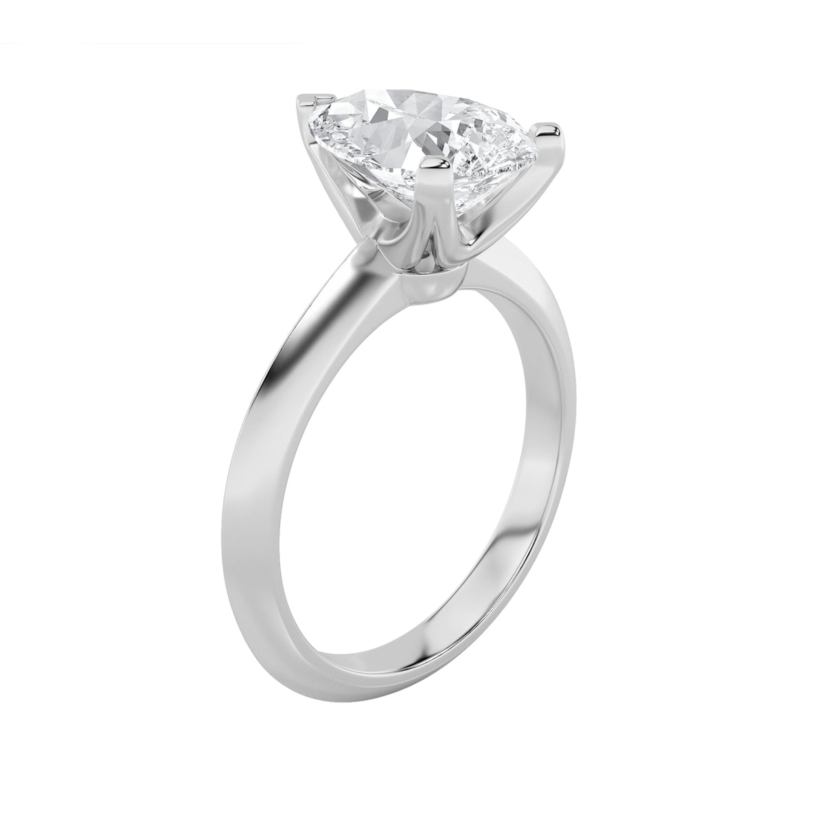 1CTW Pear Lab-Grown Diamond Prong Knife Edge Shank Solitaire Engagement Ring 1 Stone