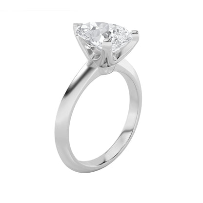 1CTW Pear Lab-Grown Diamond Prong Knife Edge Shank Solitaire Engagement Ring 1 Stone