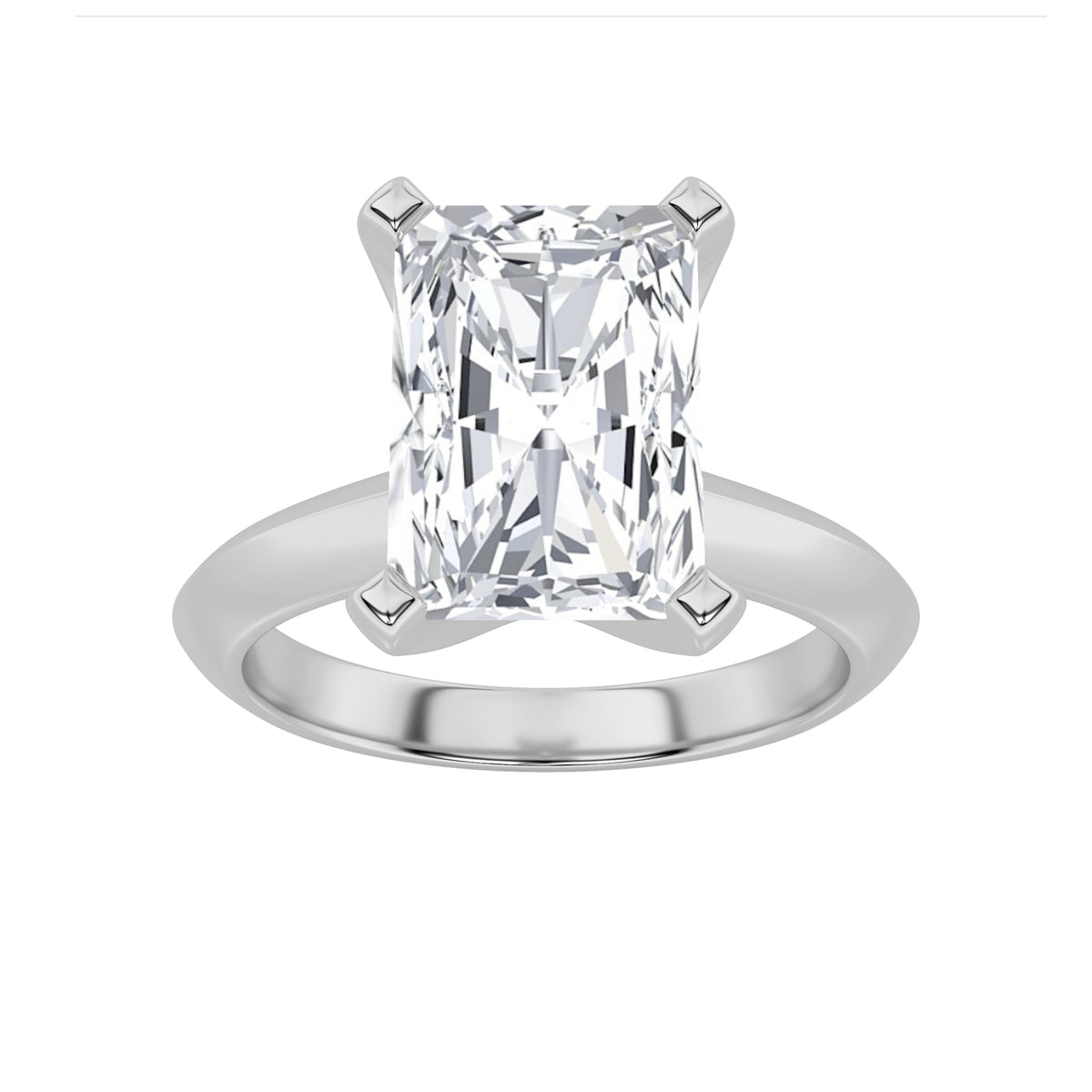 3CTW Radiant Lab-Grown Diamond Prong Knife Edge Shank Solitaire Engagement Ring 1 Stone