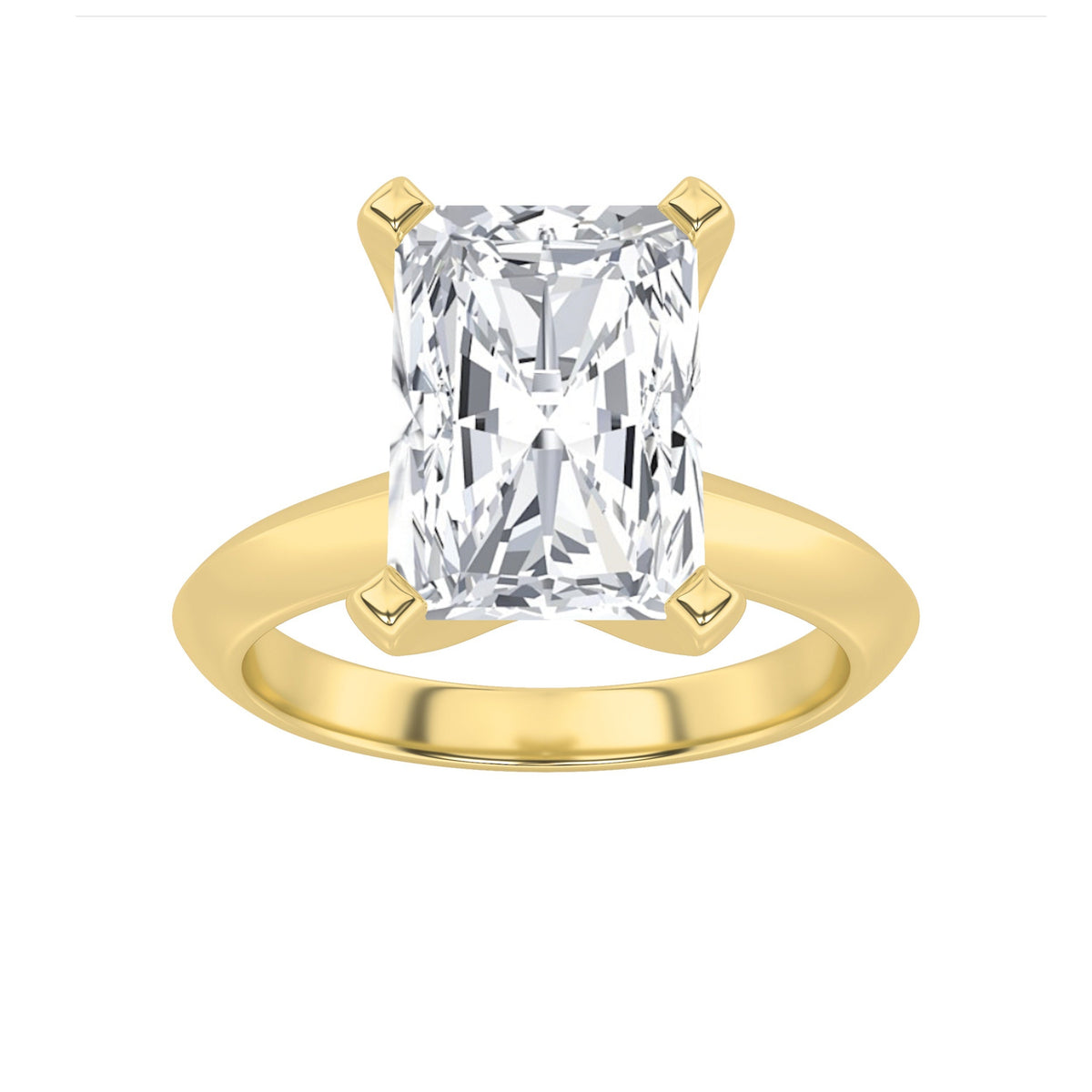 3CTW Radiant Lab-Grown Diamond Prong Knife Edge Shank Solitaire Engagement Ring 1 Stone