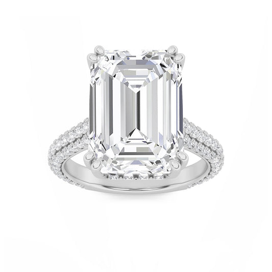 8CTW Emerald Lab-Grown Diamond Prong Bold Accented Engagement Ring 111 Stones