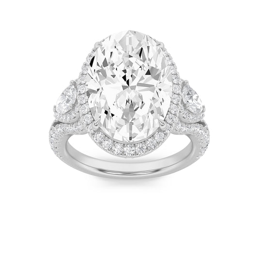 7.25CTW Oval Lab-Grown Diamond Prong Bold Accented Engagement Ring 133 Stones