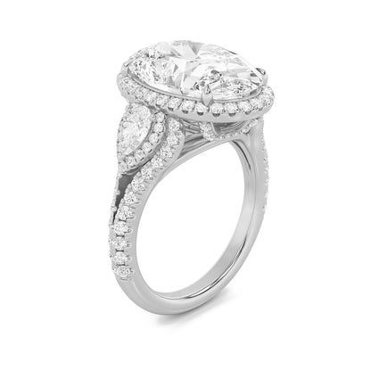 7.25CTW Oval Lab-Grown Diamond Prong Bold Accented Engagement Ring 133 Stones