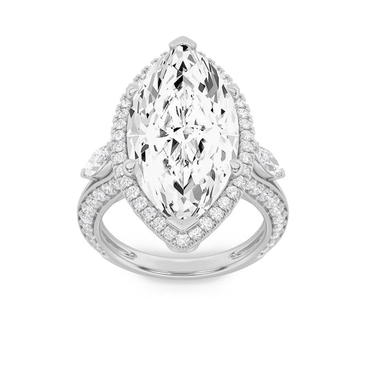 9CTW Marquise Lab-Grown Diamond Prong Bold Statement Accented Ring 91 Stones