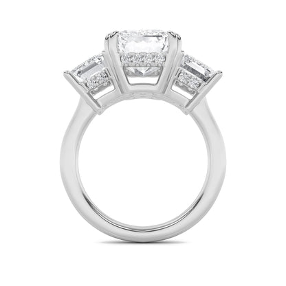 8.25CTW Emerald Lab-Grown Diamond Prong Bold Three Stone Accented Ring 19 Stones
