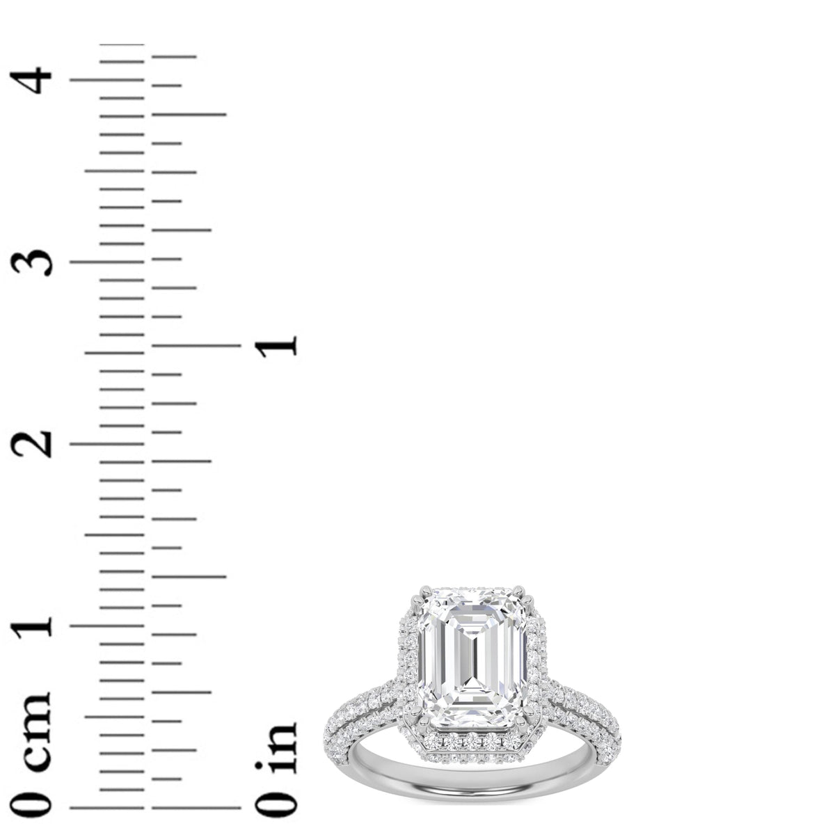 3CTW Emerald Lab-Grown Diamond Prong Halo Accented Engagement Ring 149 Stones