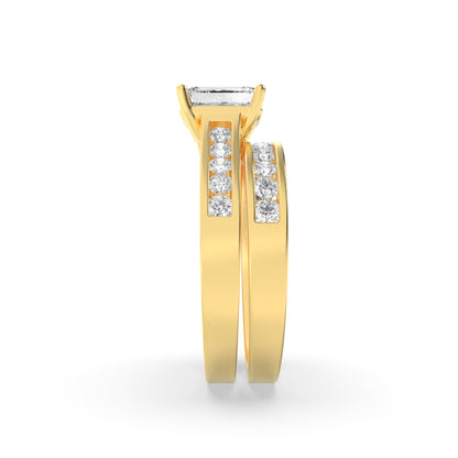 2CTW Radiant Lab-Grown Diamond Prong Channel Set Bridal Engagement Ring 25 Stones