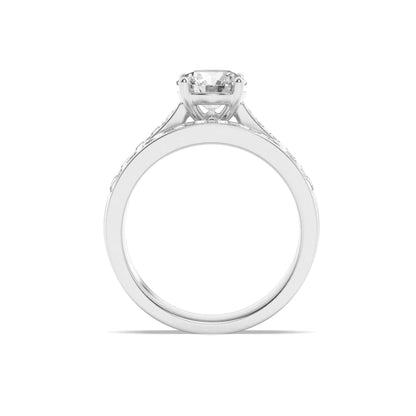 2CTW Round Lab-Grown Diamond Prong Channel Set Bridal Engagement Ring 25 Stones