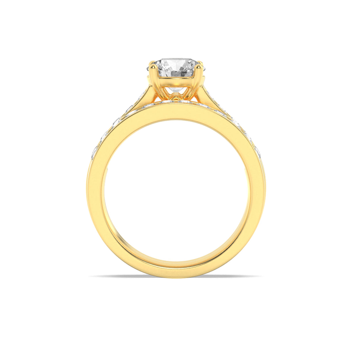 2CTW Round Lab-Grown Diamond Prong Channel Set Bridal Engagement Ring 25 Stones