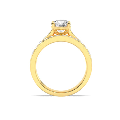2CTW Round Lab-Grown Diamond Prong Channel Set Bridal Engagement Ring 25 Stones