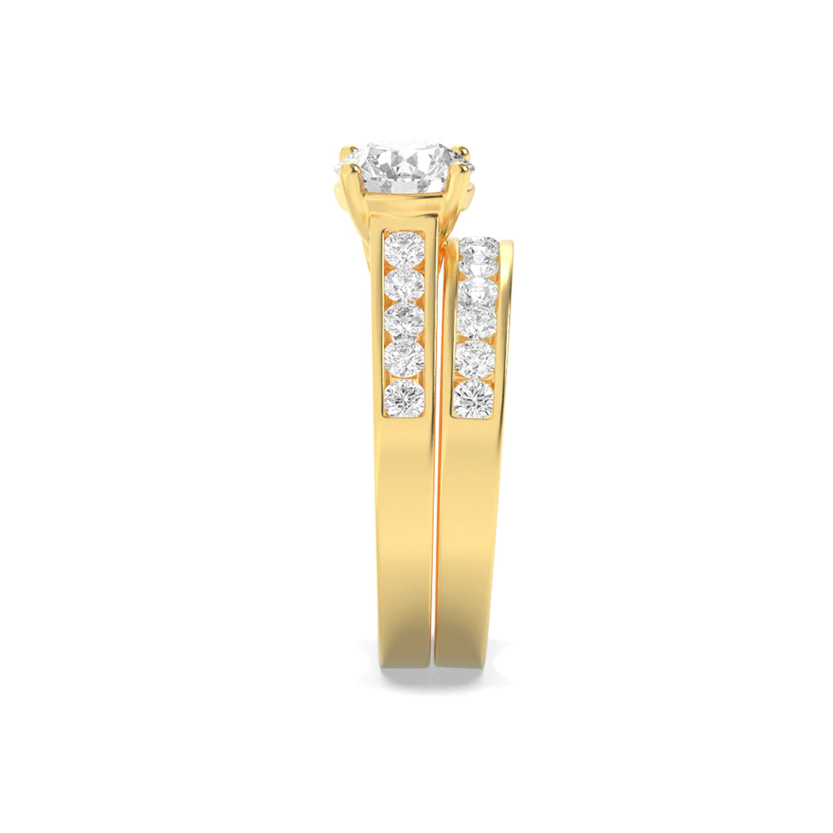 2CTW Round Lab-Grown Diamond Prong Channel Set Bridal Engagement Ring 25 Stones