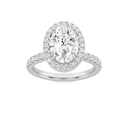 3CTW Oval Lab-Grown Diamond Prong Halo Accented Engagement Ring 71 Stones