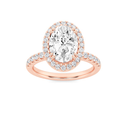 3CTW Oval Lab-Grown Diamond Prong Halo Accented Engagement Ring 71 Stones