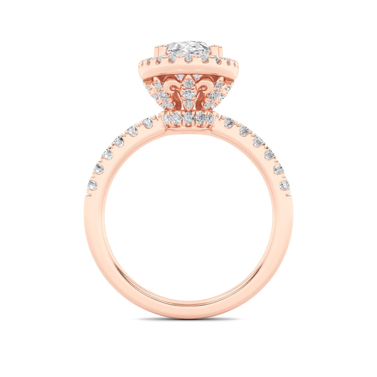 3CTW Oval Lab-Grown Diamond Prong Halo Accented Engagement Ring 71 Stones
