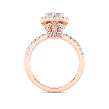 3CTW Oval Lab-Grown Diamond Prong Halo Accented Engagement Ring 71 Stones