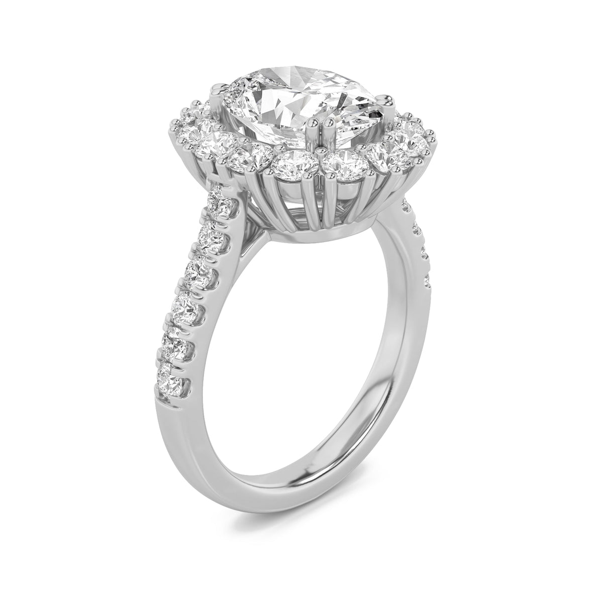 4CTW Oval Lab-Grown Diamond Prong Bold Classic Engagement Ring 27 Stones