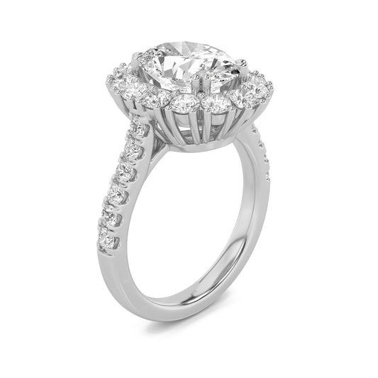 4CTW Oval Lab-Grown Diamond Prong Bold Classic Engagement Ring 27 Stones