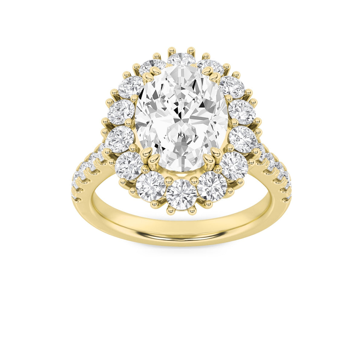 4CTW Oval Lab-Grown Diamond Prong Bold Classic Engagement Ring 27 Stones