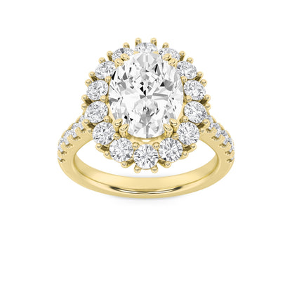 4CTW Oval Lab-Grown Diamond Prong Bold Classic Engagement Ring 27 Stones