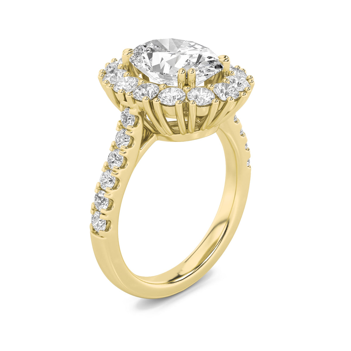 4CTW Oval Lab-Grown Diamond Prong Bold Classic Engagement Ring 27 Stones