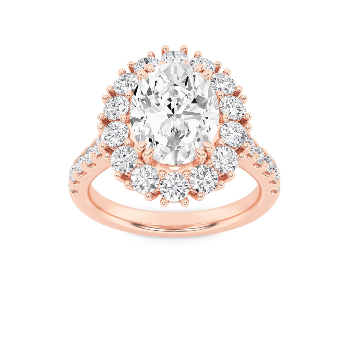 4CTW Oval Lab-Grown Diamond Prong Bold Classic Engagement Ring 27 Stones
