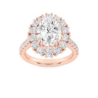 4CTW Oval Lab-Grown Diamond Prong Bold Classic Engagement Ring 27 Stones