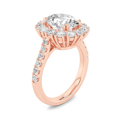 4CTW Oval Lab-Grown Diamond Prong Bold Classic Engagement Ring 27 Stones
