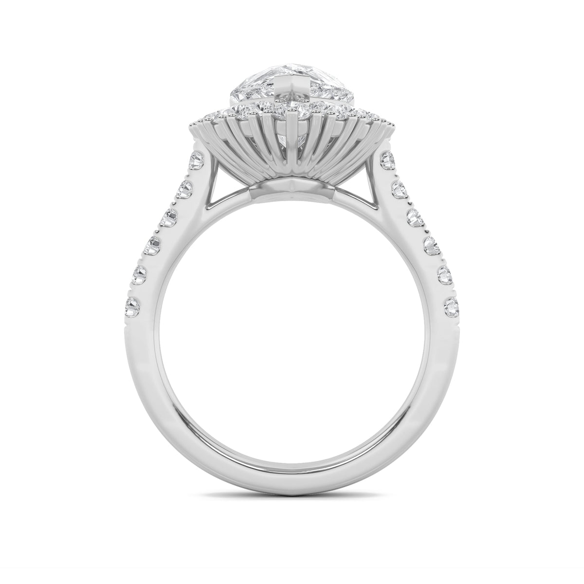 4CTW Pear Lab-Grown Diamond Prong Bold Classic Engagement Ring 28 Stones
