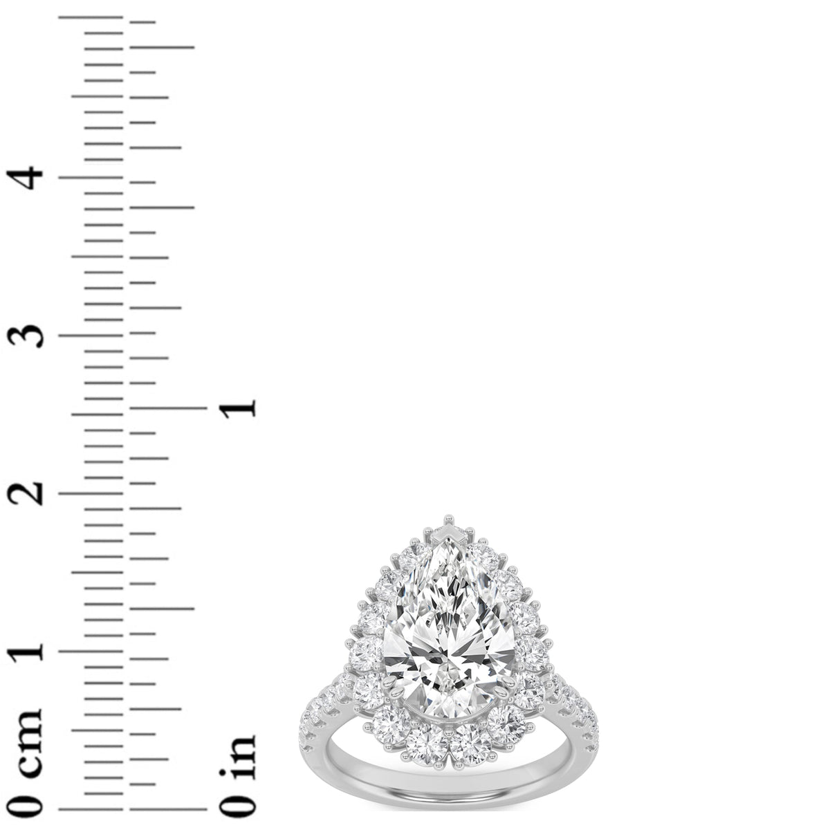 4CTW Pear Lab-Grown Diamond Prong Bold Classic Engagement Ring 28 Stones