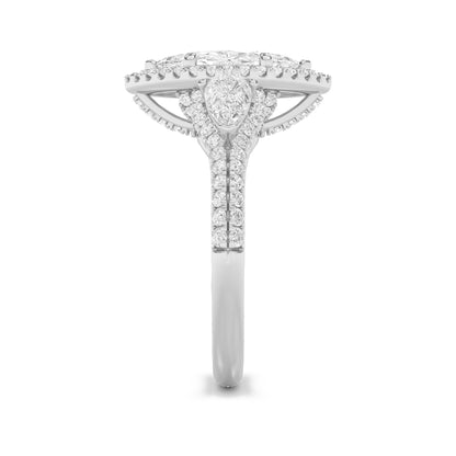 3CTW Marquise Lab-Grown Diamond Prong Three Stone Bold Accented Engagement Ring 95 Stones