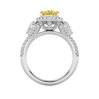 3CTW Pear Lab-Grown Diamond Prong Three Stone Bold Accented Engagement Ring 91 Stones