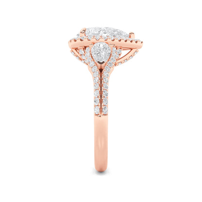 3CTW Pear Lab-Grown Diamond Prong Three Stone Bold Accented Engagement Ring 91 Stones