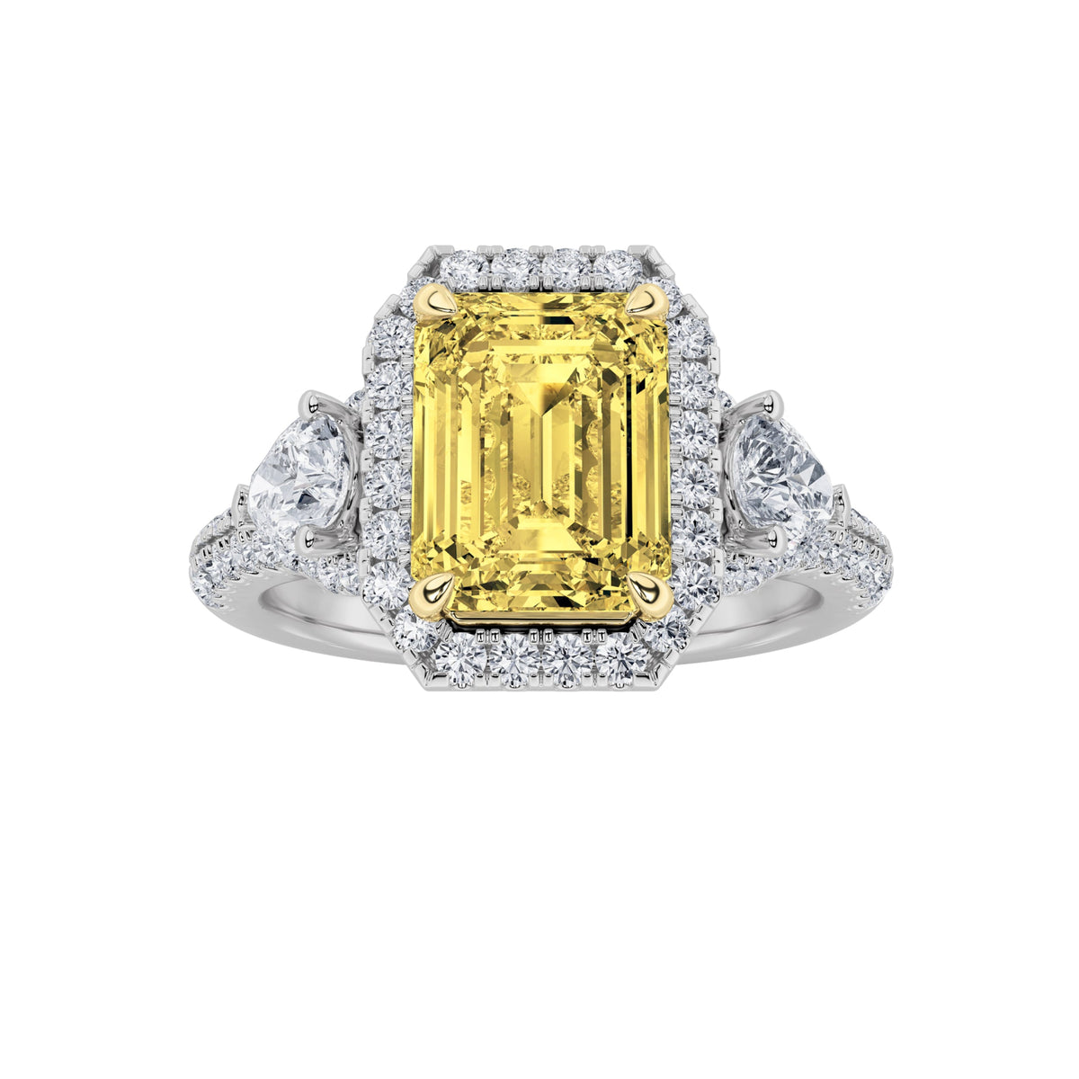 3CTW Radiant Lab-Grown Diamond Prong Accented Three Stone Ring 89 Stones