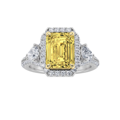 3CTW Radiant Lab-Grown Diamond Prong Accented Three Stone Ring 89 Stones