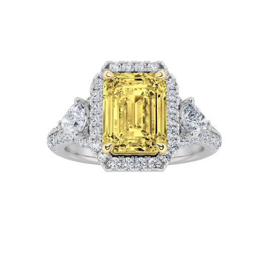 3CTW Radiant Lab-Grown Diamond Prong Accented Three Stone Ring 89 Stones