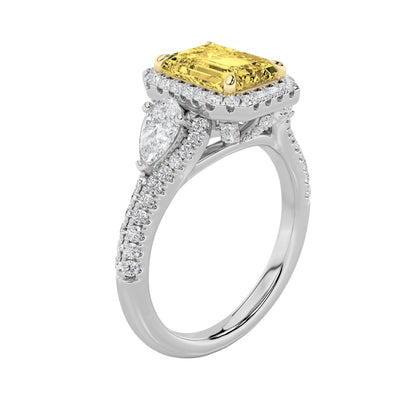 3CTW Radiant Lab-Grown Diamond Prong Accented Three Stone Ring 89 Stones