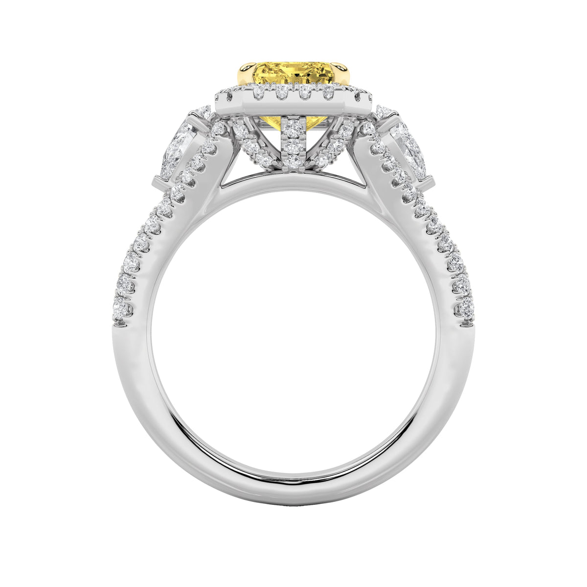 3CTW Radiant Lab-Grown Diamond Prong Accented Three Stone Ring 89 Stones