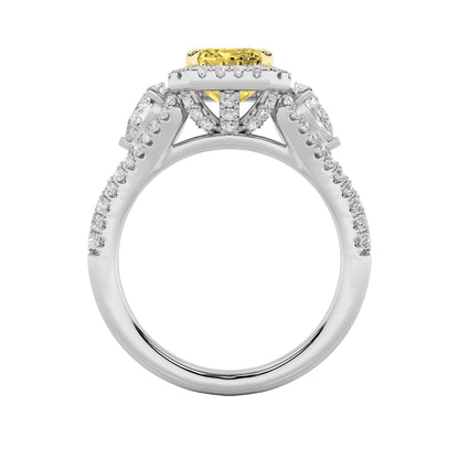 3CTW Radiant Lab-Grown Diamond Prong Accented Three Stone Ring 89 Stones